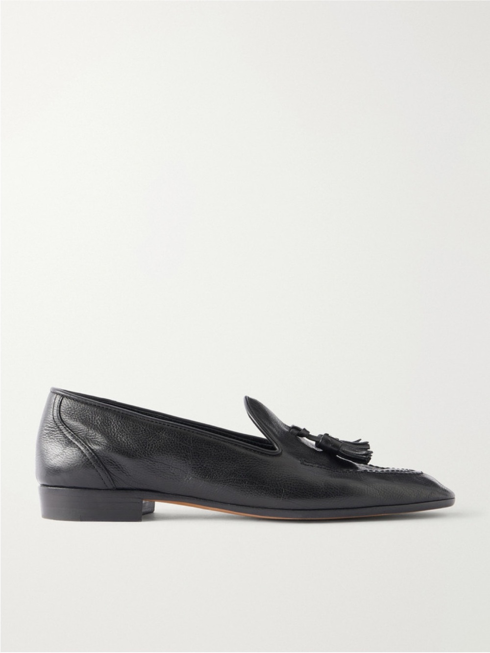 The Row - Caden Black Leather Tassel Loafers